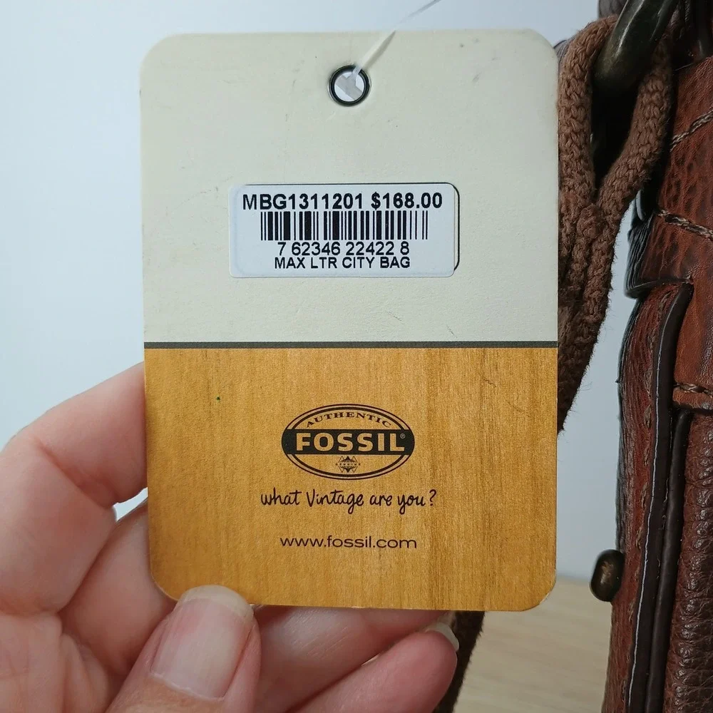 Fossil Max LTR City Bag MBG1311 Brown Distressed Leather Messenger Crossbody
